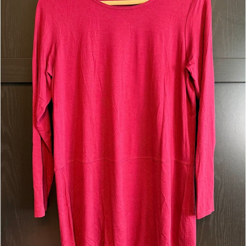 Eileen Fisher Women's Lyocell Tunic Blouse Small Long Sleeves Pink Lagenlook
